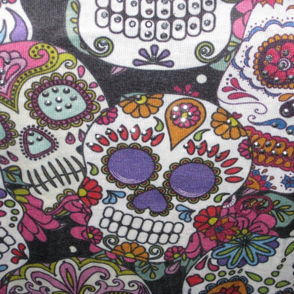 One World Plus Size 1x, 14,16, Dias De Los Muertos, Day of the Dead Tunic Top - Picture 3 of 7